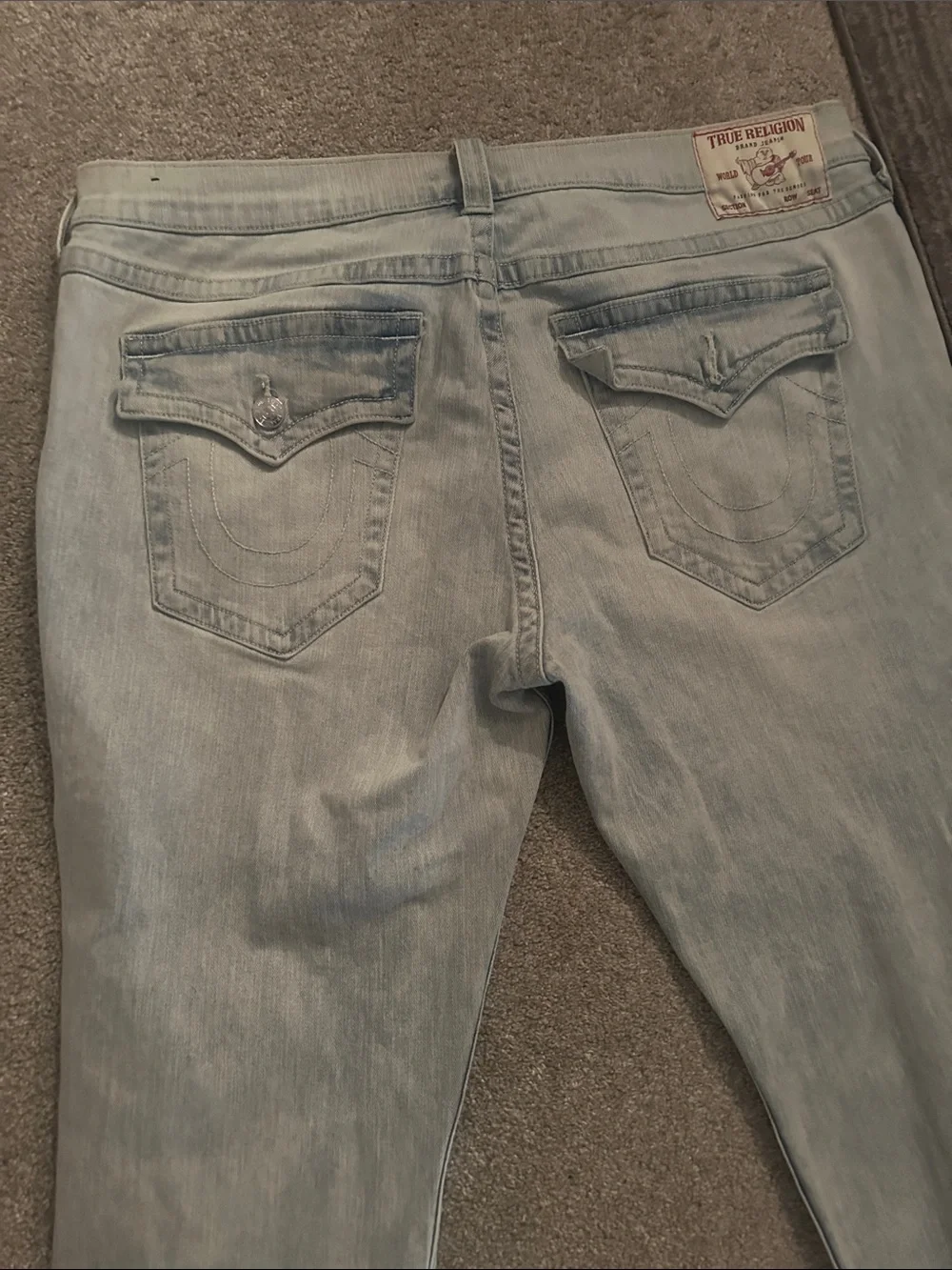 True Religion: Men Light Wash Straight Leg Jeans
